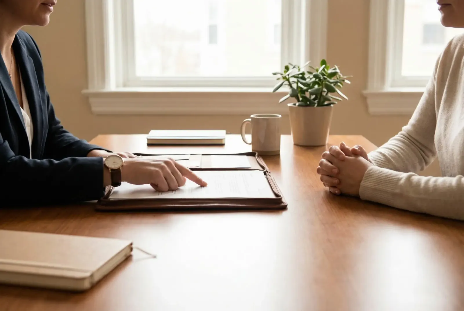 Accountant reviewing financial summary with client